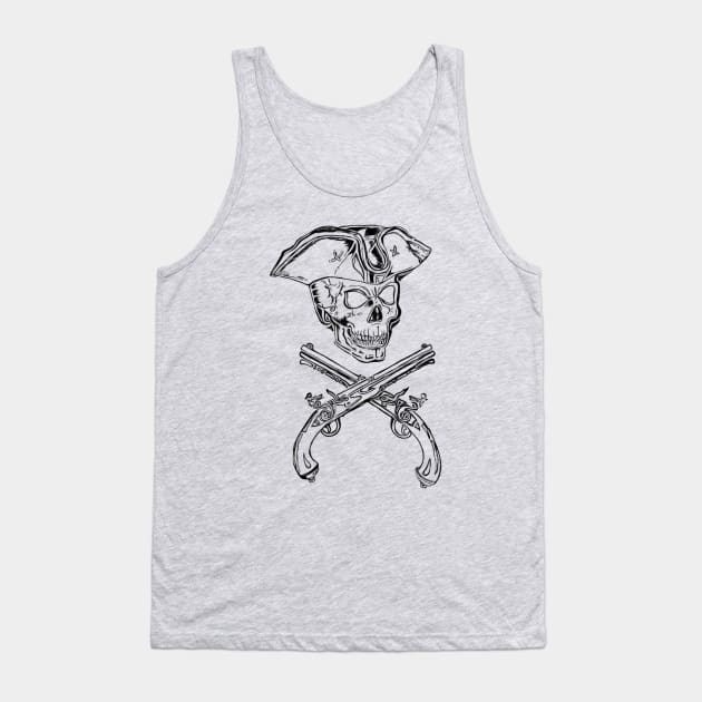 Pirate Skull Flintguns Halloween Tank Top by Bosko Art Designs